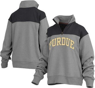 Women's Pressbox Gray Purdue Boilermakers Avon Fleece Quarter-Zip Jacket