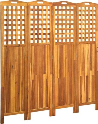 4-Panel Room Divider 63.4x0.8x66.9 Solid Acacia Wood