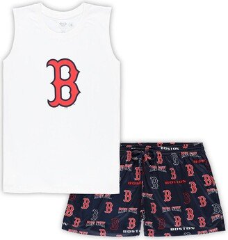 Women's Concepts Sport White, Navy Boston Red Sox Plus Size Tank Top and Shorts Sleep Set - White, Navy