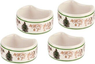 Christmas Tree Gold Collection Napkin Rings, Set of 4, 2.75 Inch