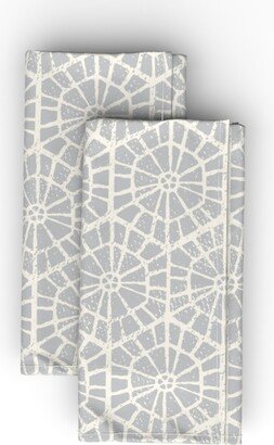 Cloth Napkins: Geometric Block Print - Neutral Cloth Napkin, Longleaf Sateen Grand, Gray