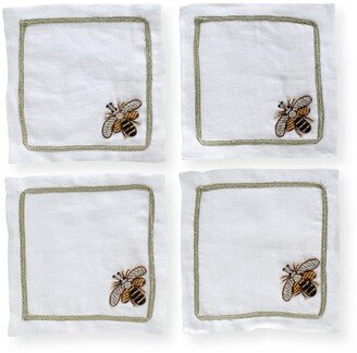 Stripey Bee Cocktail Napkins, Set of 4