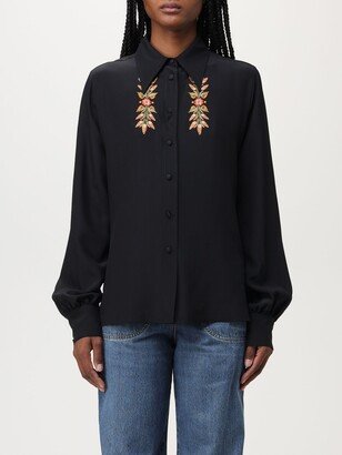 shirt in silk with embroidery