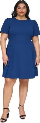 Plus Size Button-Trim Fit & Flare Dress