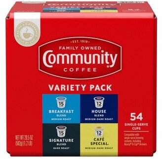 Community Coffee Variety Pack, Medium to Dark Roast Single Serve Pods, Keurig K-Cup Brewer Compatible, 54 Ct