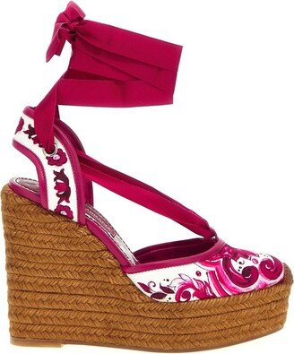 Maiolica-Print Wedge Espadrilles