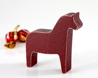 Scandinavian Dala Horse Wooden Toy Decor For Christmas, Burgundy