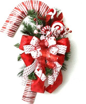 Candy Cane Wreath, Christmas Cane, Door Hanger, Decor, Wreath