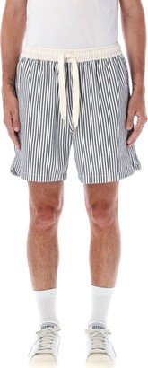 Stripe Printed Drawstring Shorts