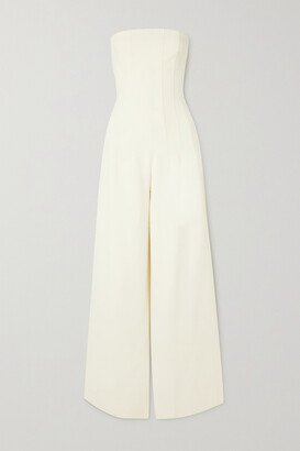 Benjamin Strapless Paneled Woven Jumpsuit - White