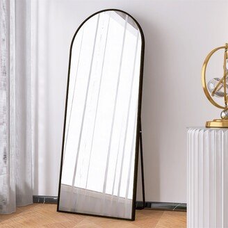 TONWIN Arched Full Length Floor Mirror Hanging Standing Aluminum Alloy Frame