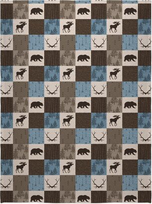 Fleece Photo Blankets: Rustic Woodlands - Blue, Brown And Cream Blanket, Sherpa, 60X80, Brown