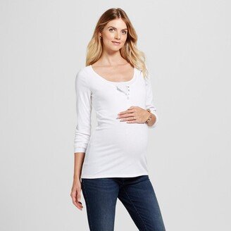 Long Sleeve Nursing Henley Maternity Top - Isabel Maternity by Ingrid & Isabel™ White M