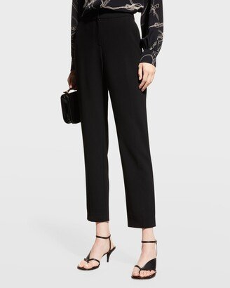 Ponte Cropped Pull-On Pants, Black