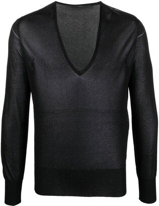 SAPIO V-neck sheer jumper-AA