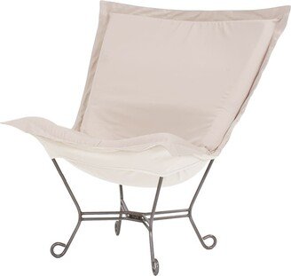 Allan Andrews Scroll Puff Chair with Cover, Titanium Frame, Seascape Sand