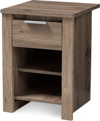 Laverne Modern and Contemporary Oak Finished 1 Drawer Nightstand Brown