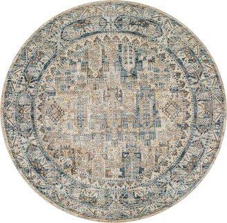 Mirabel Mbe-2302 7'10 x 7'10 Round Area Rug - Navy, Cream