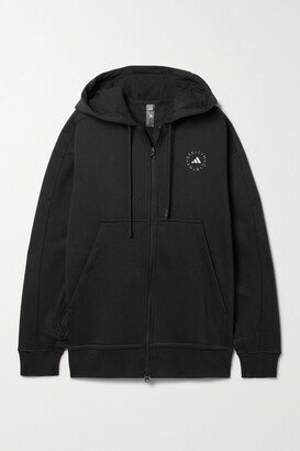 Oversized Printed Organic Cotton-blend Jersey Hoodie - Black