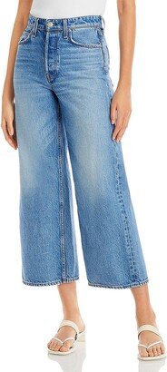 Maya Womens Ankle High Rise Wide Leg Jeans