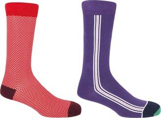 Peper Harow - Made in England Red Lux Taylor & Purple Andover Men's Socks Two Pack