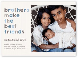 Birth Announcements: Best Friends Brothers Birth Announcement, Grey, 6X8, Matte, Signature Smooth Cardstock, Square