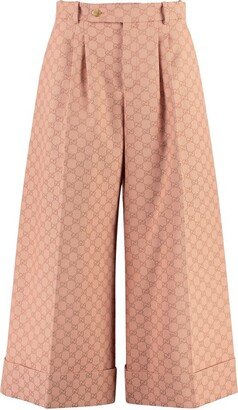 All-Over GG Embroidered Wide Leg Trousers