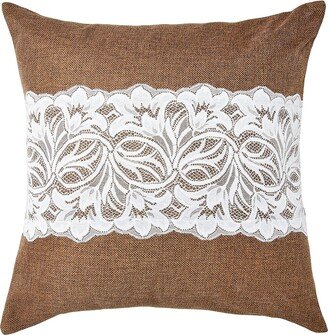 Eden Vintage Rustic Burlap Hessian Lace Pattern Pattern Decorative Throw Pillow