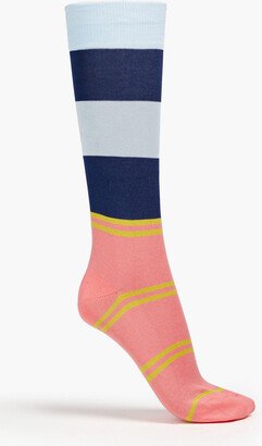 Striped cotton-blend jacquard socks