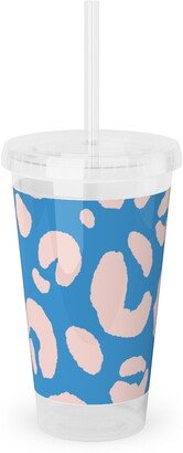 Travel Mugs: Jaguar Spots - Blue Acrylic Tumbler With Straw, 16Oz, Blue