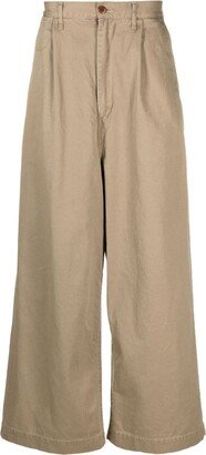 Wide-Leg Cotton Trousers-AN