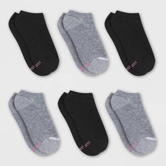 Hanes Premium Hane Premium Women' Cuhioned 6pk No Show Sock - Black 5-9