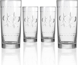 Fleur De Lis Cooler Highball 15Oz - Set Of 4 Glasses