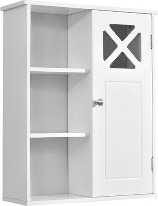 Wall-Mounted Cabinet Bathroom Storage 2-Tier Shelf Multipurpose Organizer White