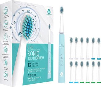 Whitening USB Rechargeable Sonic Toothbrush-12 Brush Heads