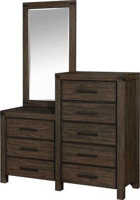 Simones Rustic 8 Drawer Dresser And Mirror Wire-Brushed Rustic Brown - HOMES: Inside + Out