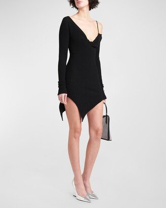 Desai Twisted One-Shoulder Rib Mini Dress