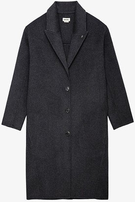 Womens Anthracite Mady Structured-fit Cashmere Coat