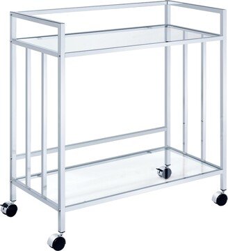 Cara 34.5 2-Tier Rectangular Glass Serving Cart - Brass, Clear