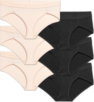 Women's Cotton Modal Blend Brief Underwear 6-Pack - Blush Black Mix - Medium