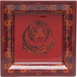 Tiger-print ceramic tray