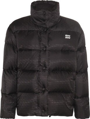 Logo-Printed Button-Up Puffer Jacket