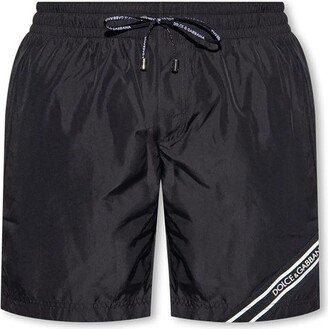 Branded Band Mid-Length Swim Trunks-AA