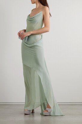 Draped Silk-georgette Maxi Dress - Green