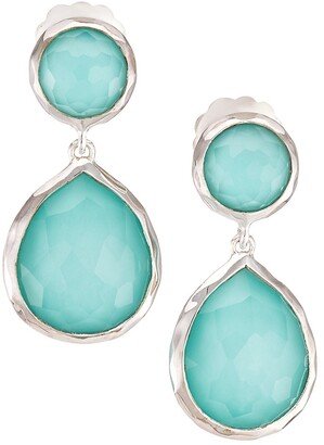 Rock Candy Sterling Silver, Rock Crystal, & Turquoise Drop Earrings