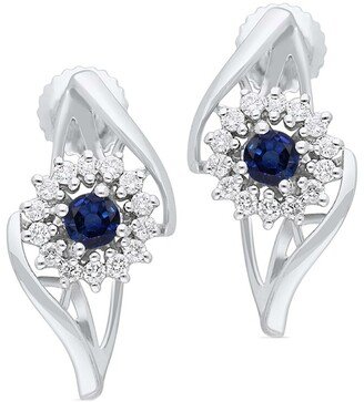 Kallati 14K 0.45 Ct. Tw. Diamond & Blue Sapphire Earrings