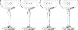 Susquehanna Monogrammed Set Of Four Dot Cocktail Coupes, (A-Z)