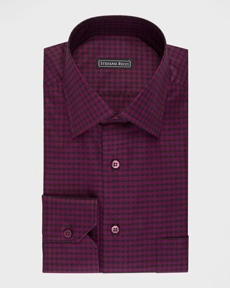 Men's Tonal Check Cotton Dress Shirt