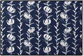 Door Mats: Lily Stripe - Blue Door Mat, Blue