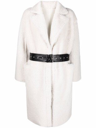 Shearling Belted Midi Coat